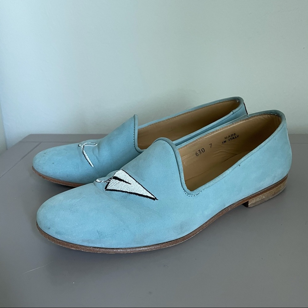 Del Toro blue suede flats 7